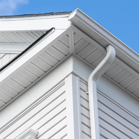 Soffit and fascia at a roof corner